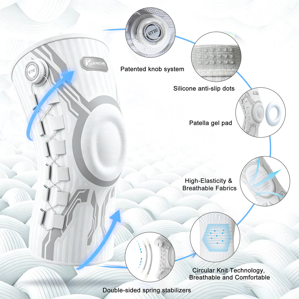 Avyora Smart Knob Knee Brace with Patella Gel Pad and Lateral Stabilizer, Compression Knee Brace for Exercise (Single),