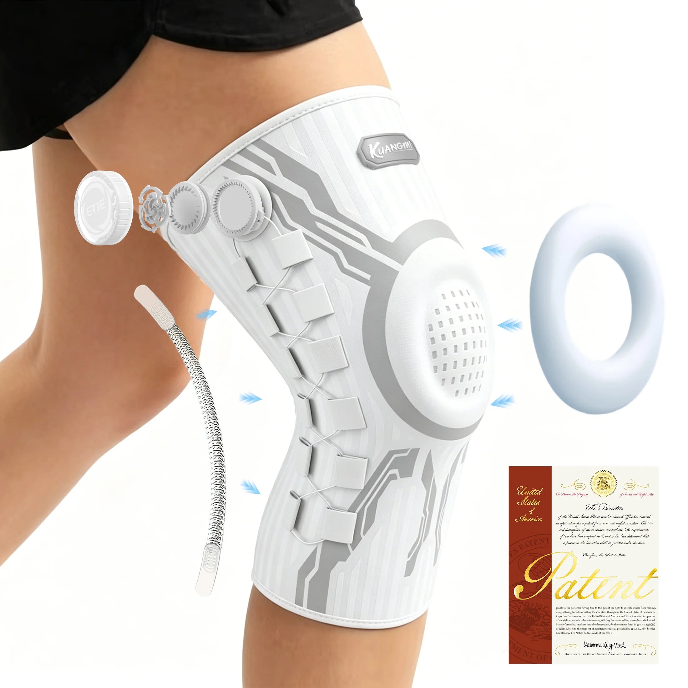 Avyora Smart Knob Knee Brace with Patella Gel Pad and Lateral Stabilizer, Compression Knee Brace for Exercise (Single),