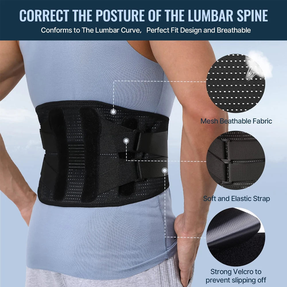 Back Brace for Lower Back Pain, Lumbar Belt Support - Lower Back Pain Relief Herniated Disc Sacral, Lifting Working Sports Large