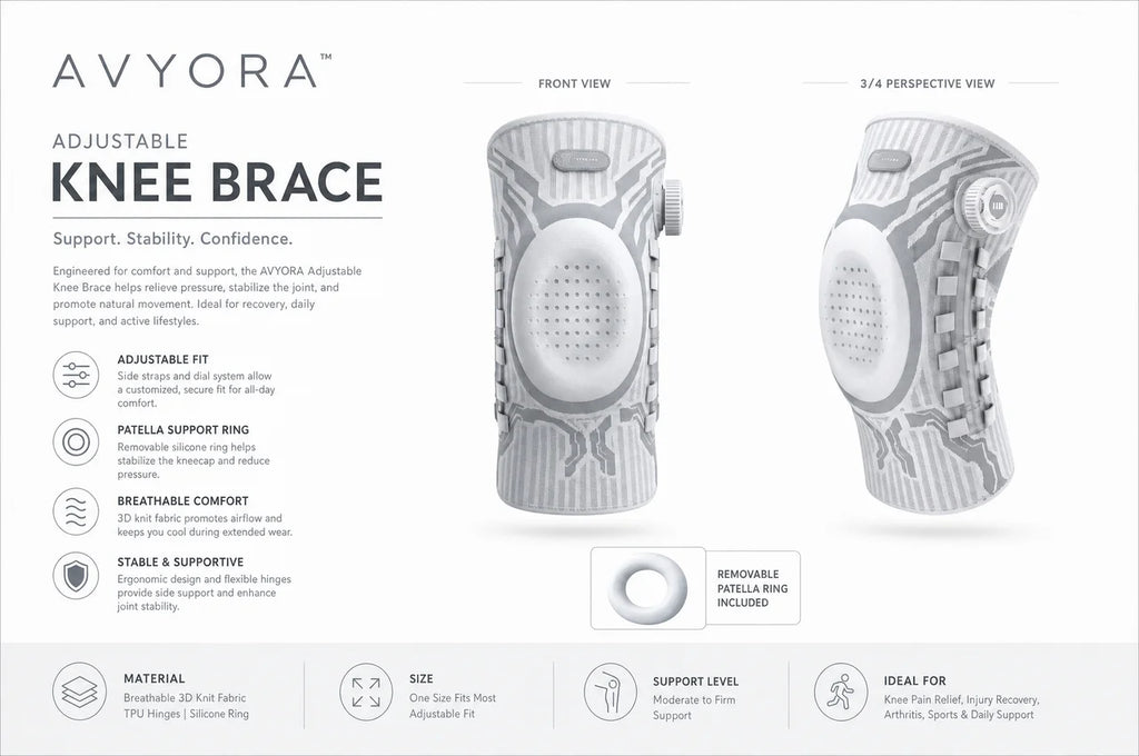 Avyora™ Smart Knob Knee Brace with Patella Gel Pad and Lateral Stabilizer, Compression Knee Brace for Exercise (Single)