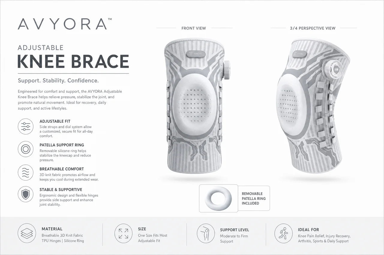 Avyora™ Smart Knob Knee Brace with Patella Gel Pad and Lateral Stabilizer, Compression Knee Brace for Exercise (Single)
